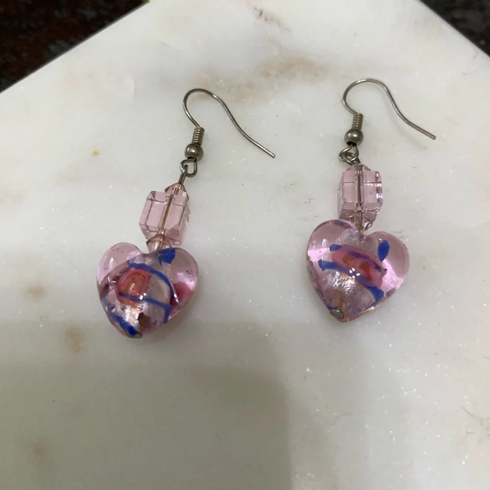 Artisan glass & crystal, pink glass heart